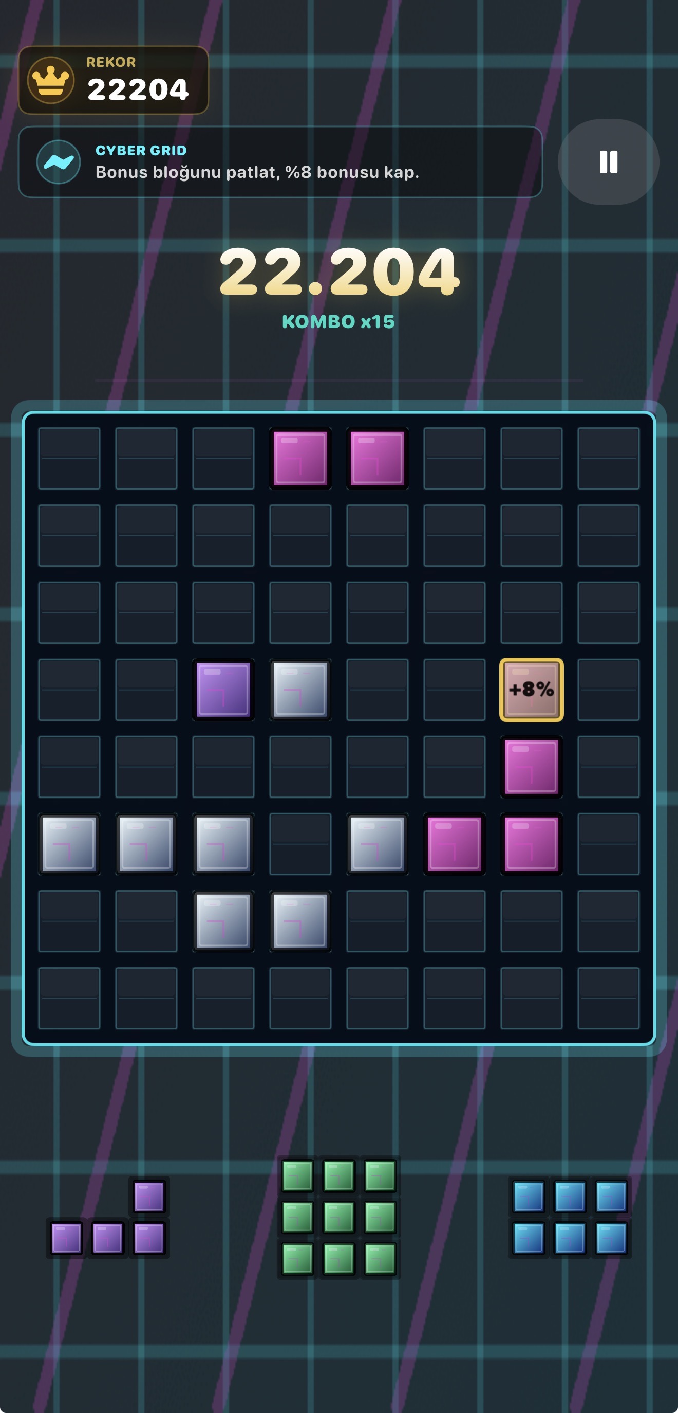 Blokello gameplay in the Moon Temple world